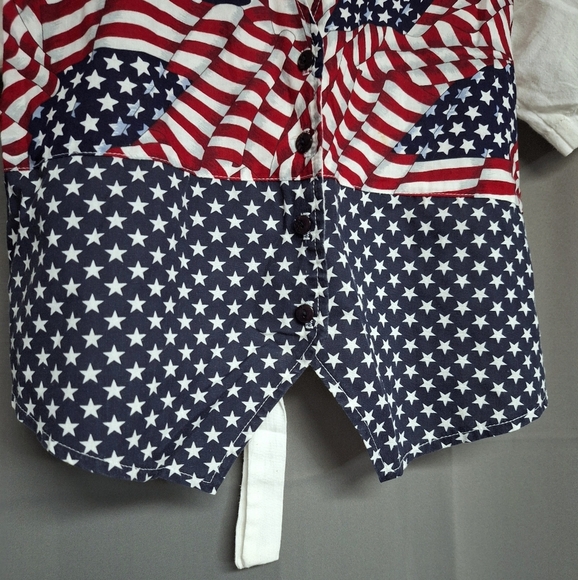 Vintage Tapestry Made in USA Womens American Flag Top T-Shirt Vest Attached - Picture 3 of 15